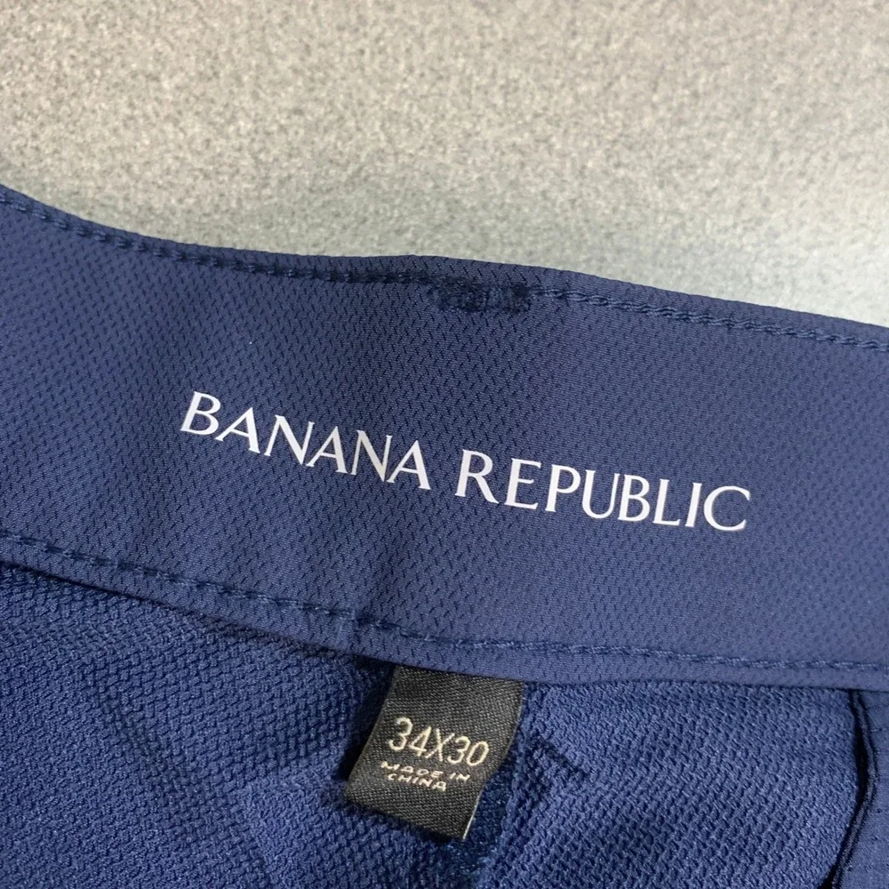 NWOT Banana Republic Flat Front Tech Pants Men's 34x30 Blue Polyester